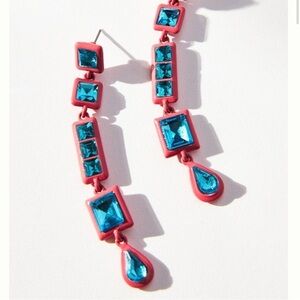 Anthropologie- NWT Pink and Blue Stone Dangle Earrings